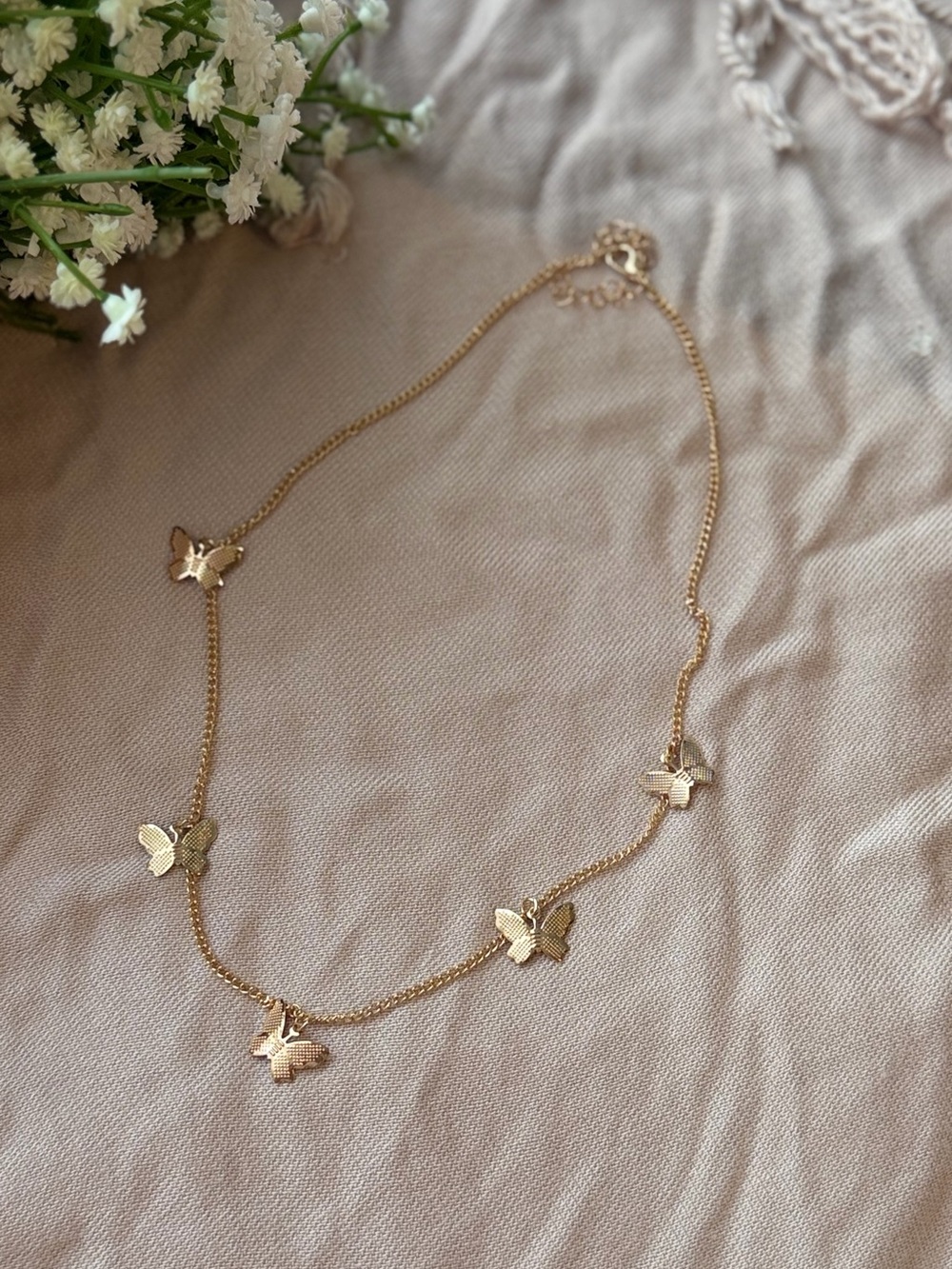 Gold Butterfly Station Necklace - Unbranded